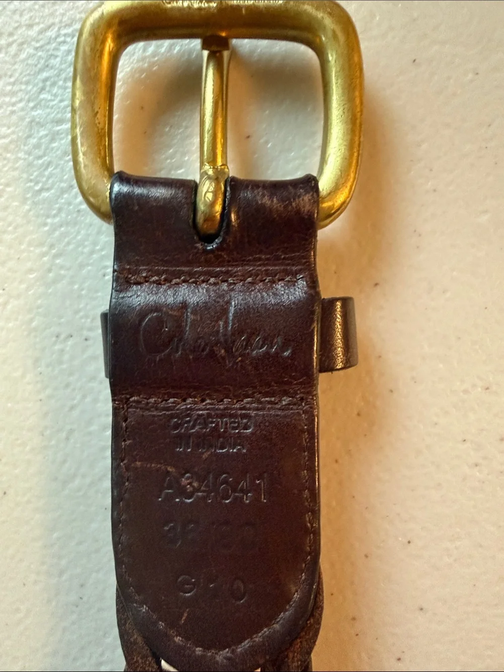 Cole Haan Women's Braided Leather Belt in Dark Brown with Gold Buckle 40 inches